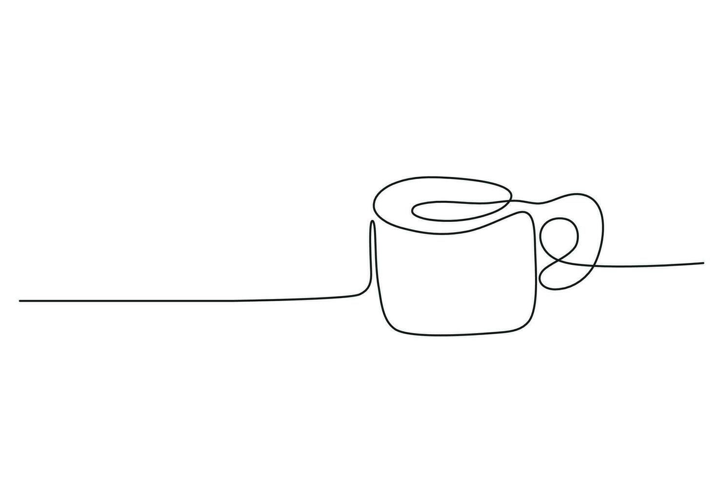 continuo uno línea dibujo de taza de té o café. sencillo lineal caliente bebida vector. moderno línea Arte logo para café vector
