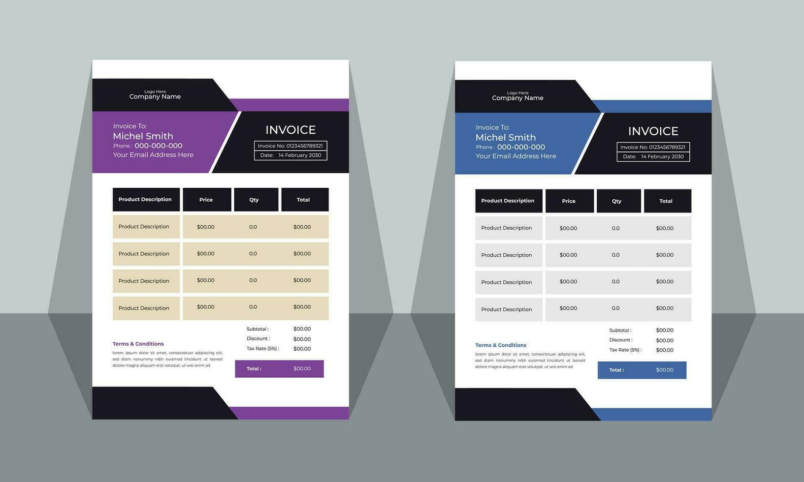 vector modern simple invoice design template,