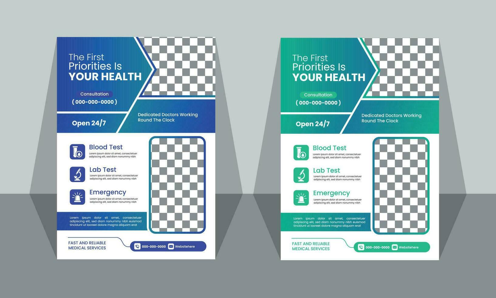 Madical Flyer design A4 size, modern healthcare promotion business flyer templete, vector