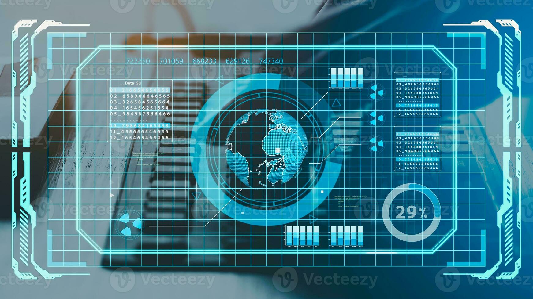 Male entrepreneurs use cutting-edge technologies like AI, data analytics, and 5G to drive business success, growth, and innovation through their mobile phones in an AR workroom. photo