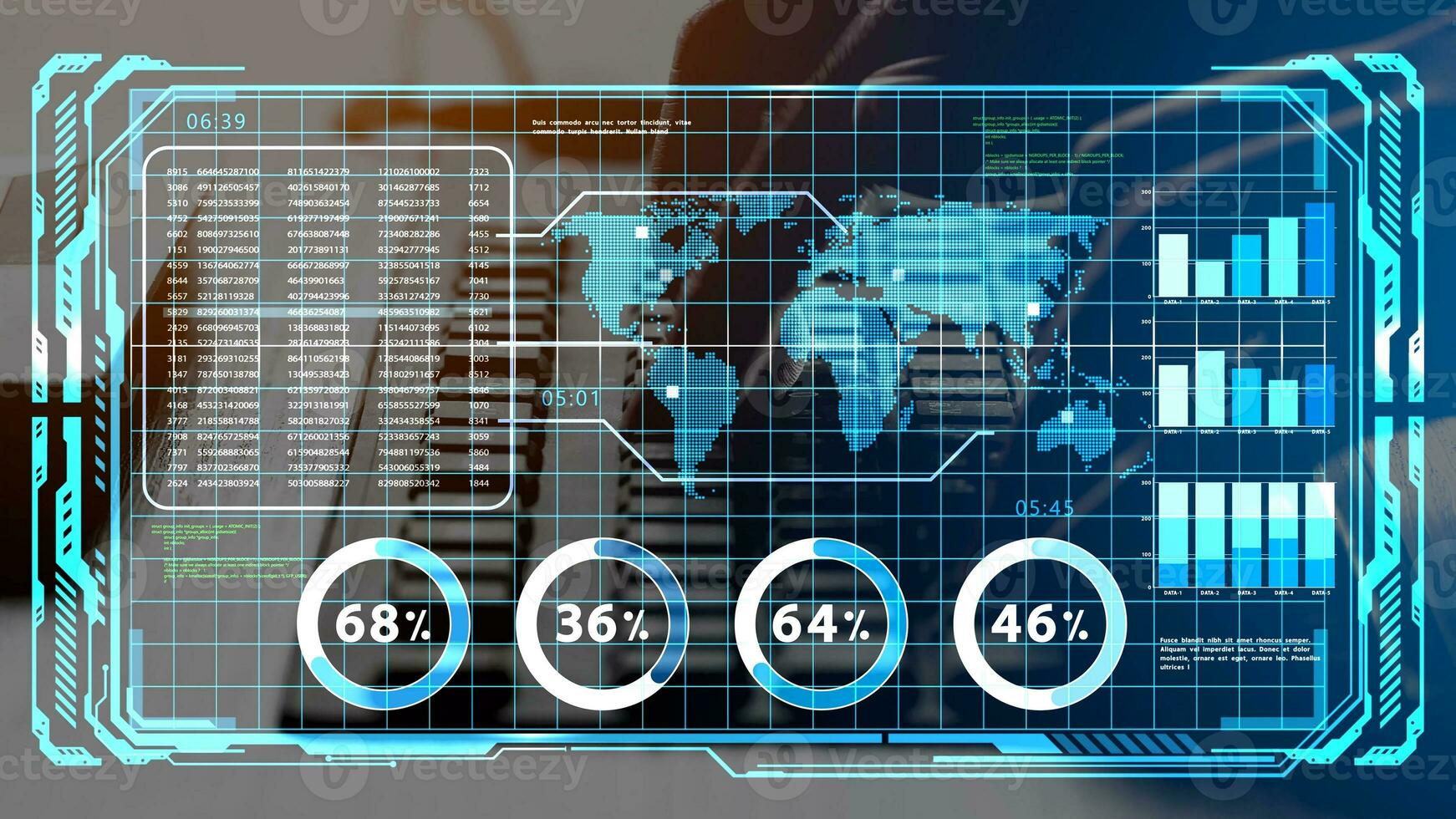 Male entrepreneurs use cutting-edge technologies like AI, data analytics, and 5G to drive business success, growth, and innovation through their mobile phones in an AR workroom. photo