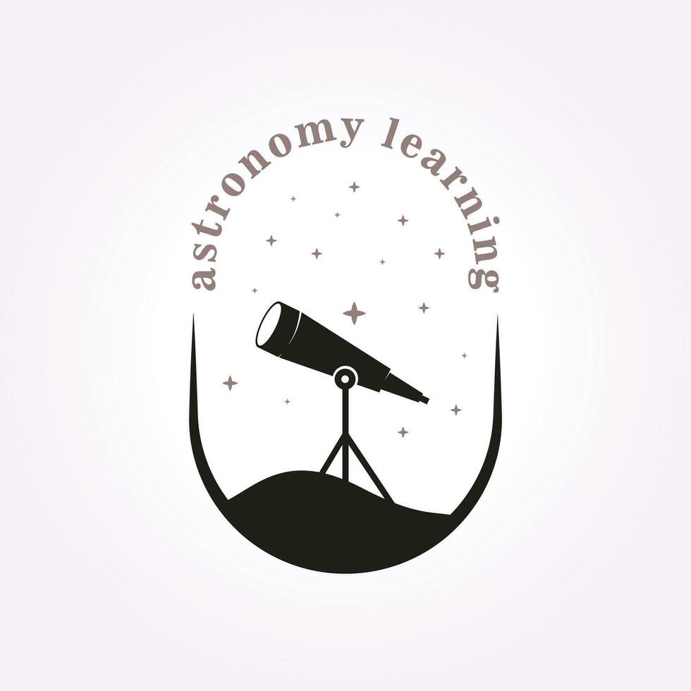 telescope astronomy logo design emblem, scope for space science learning illustration design vector