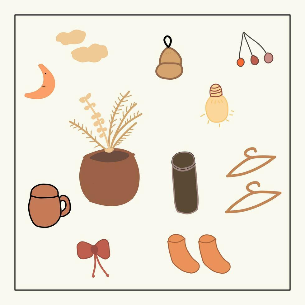 autumn hand drawn cute icon illustration vector