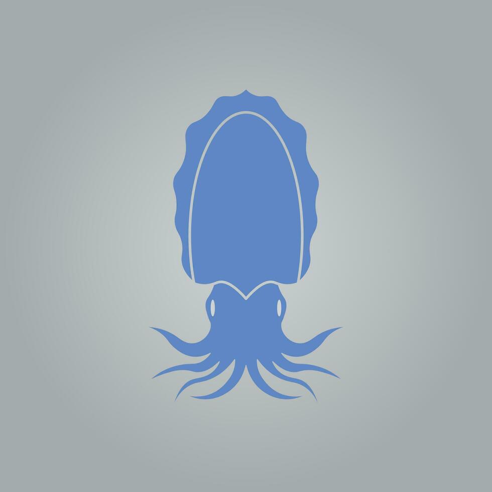 Squid logo in blue color. vector