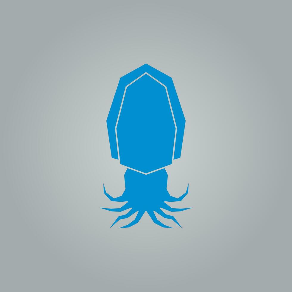 Squid logo in blue color. vector