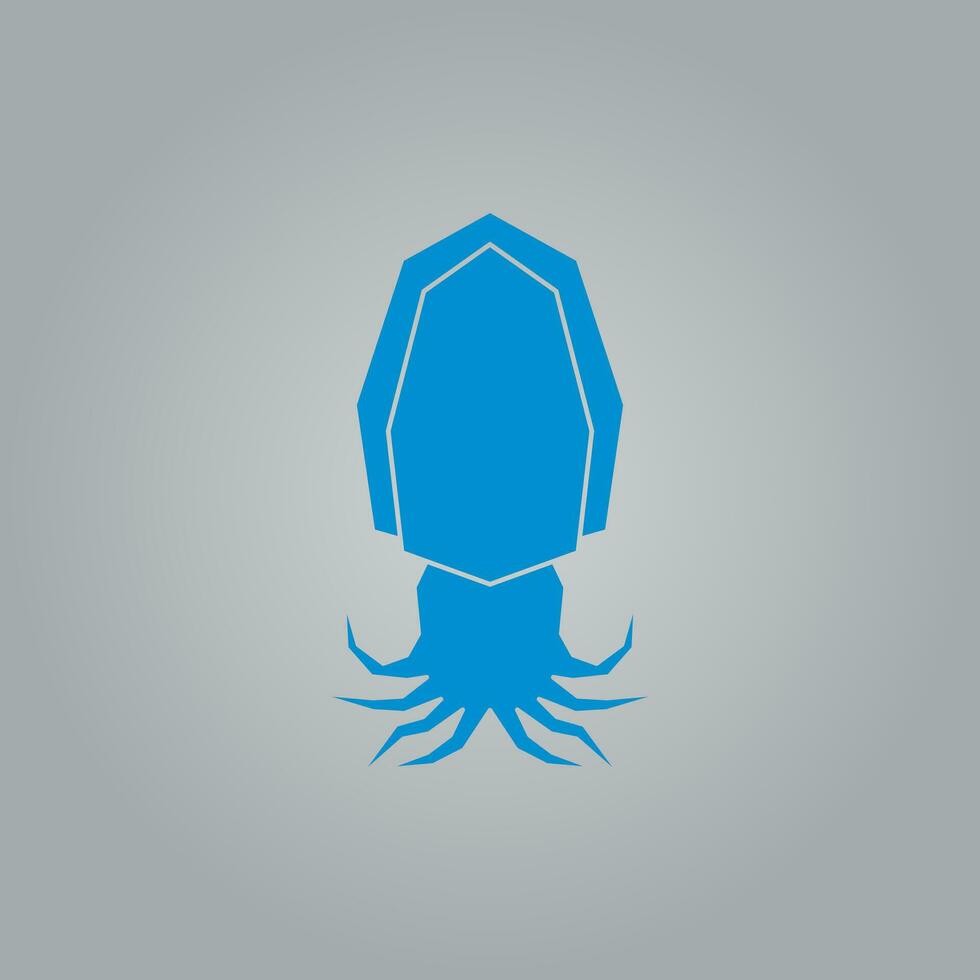 Squid logo in blue color. vector