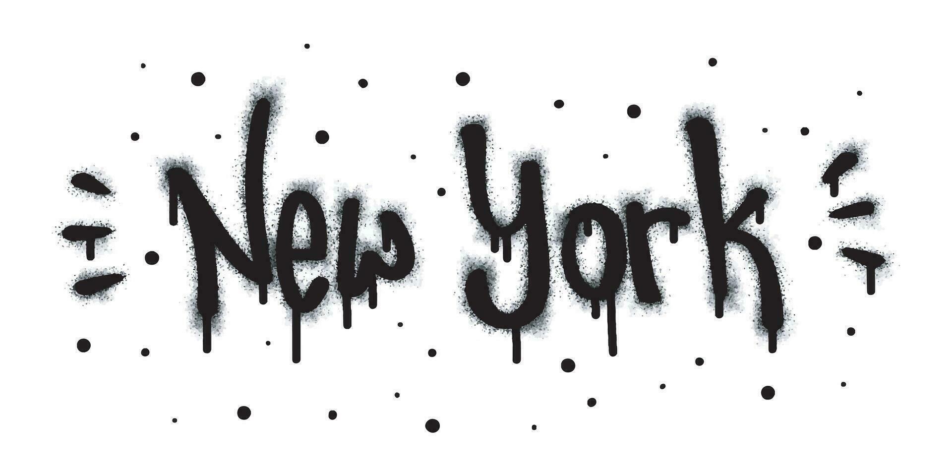 pintada nuevo York palabras y símbolos rociado en negro vector