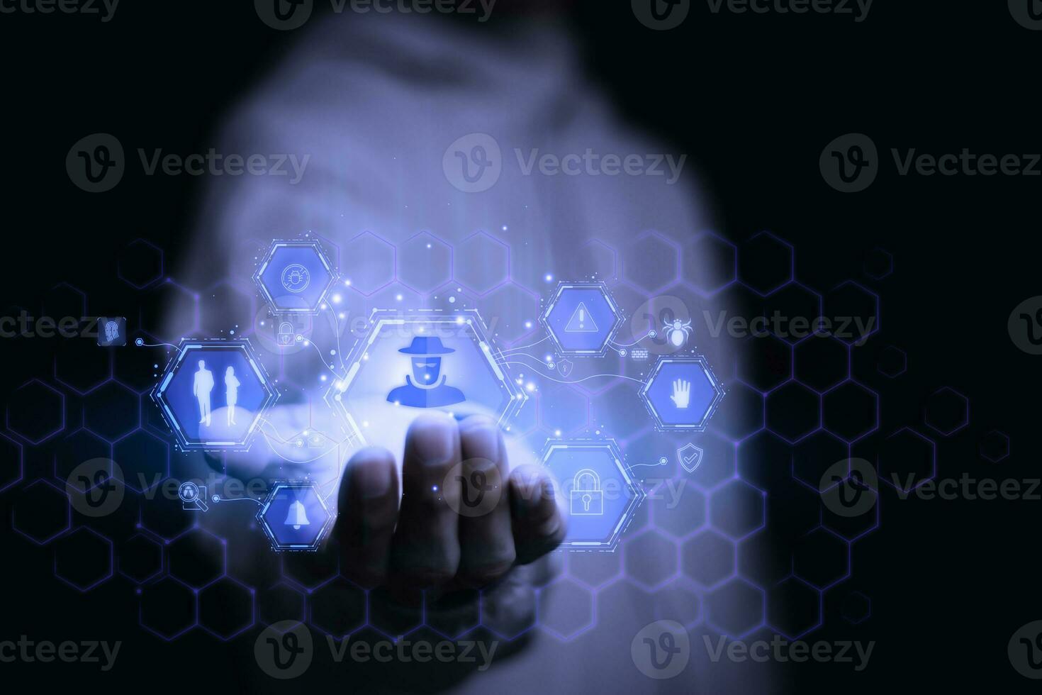 Person hold hacker key lock protecting personal information ,online financial transactions, secure access to computer networks and digital systems. Customer Data Protection cyber security Safety. photo