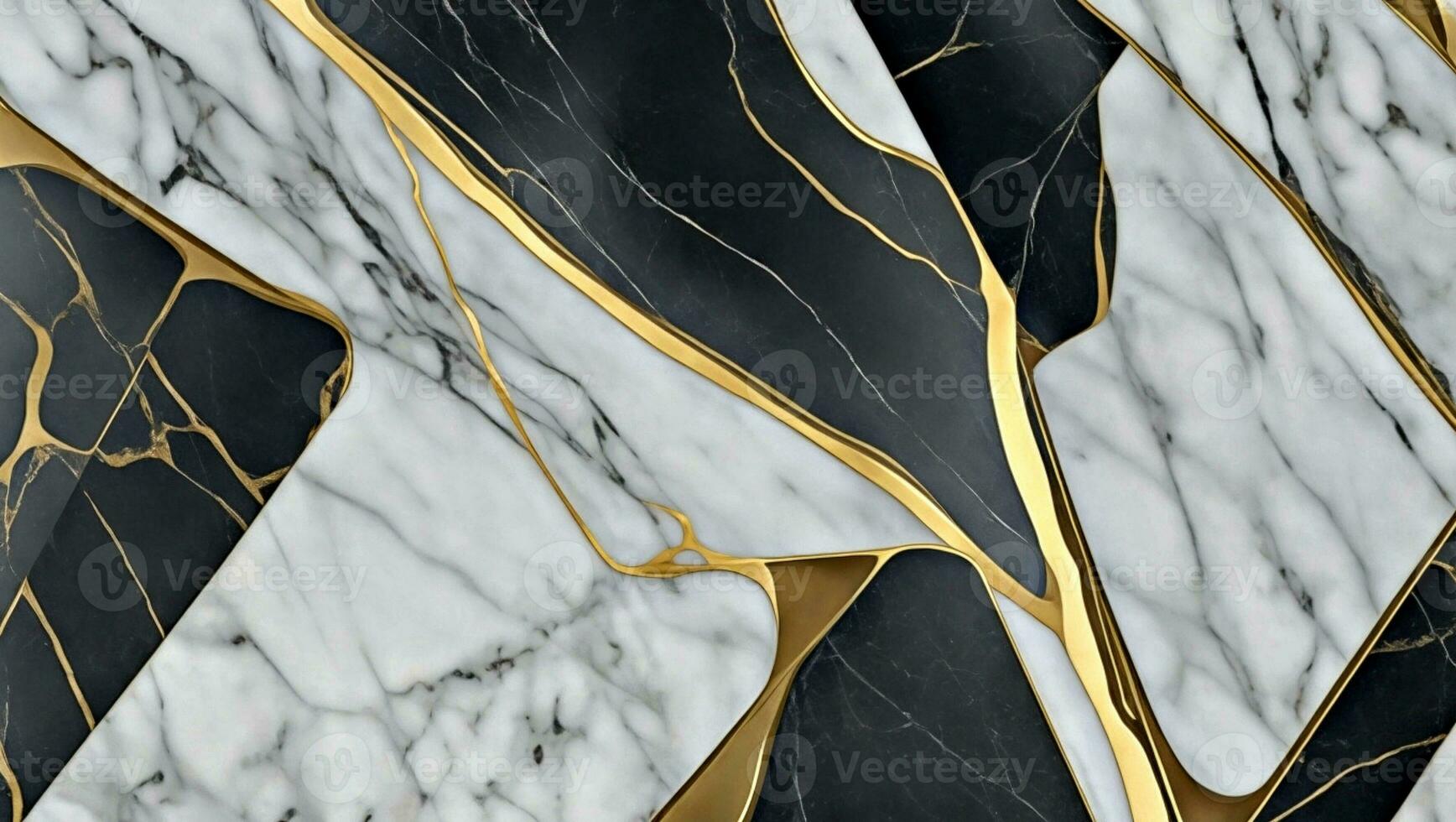 Gray with black and gold lines marble background. Marble board background top view. Generative AI photo
