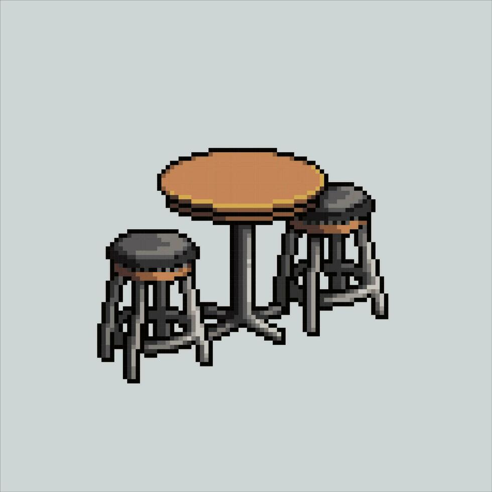 píxel Arte ilustración mesa y silla. pixelado mesa silla. café tienda mesa y silla pixelado para el píxel Arte juego y icono para sitio web y vídeo juego. antiguo colegio retro vector