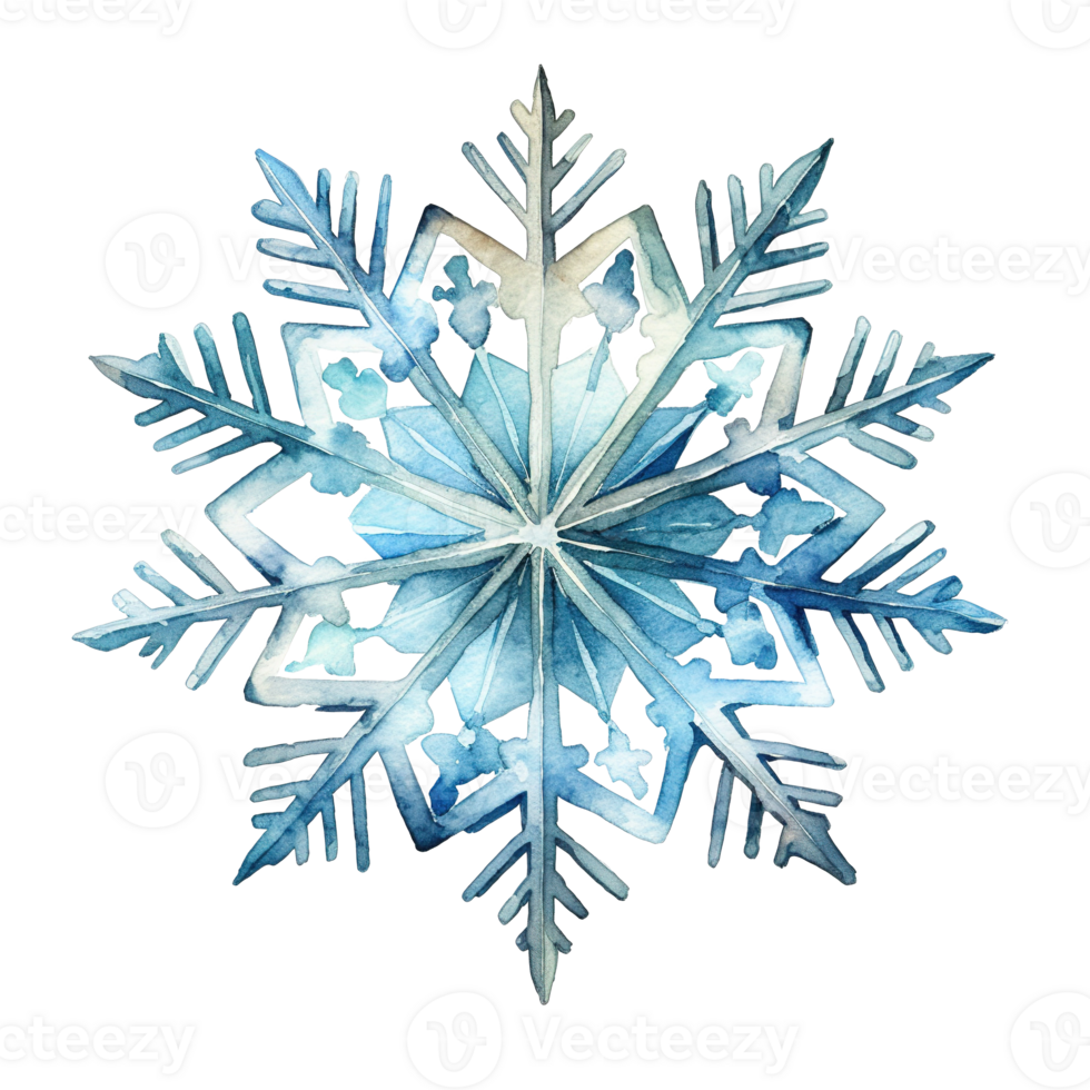 Snowflake For Christmas Event. Watercolor Style. AI Generated png
