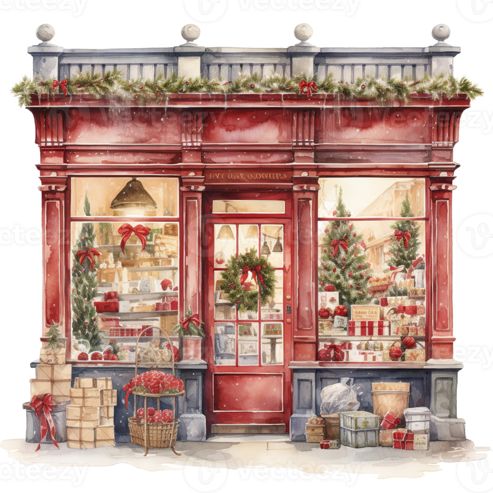 AI generated Storefront For Christmas Event. Watercolor Style. AI Generated png