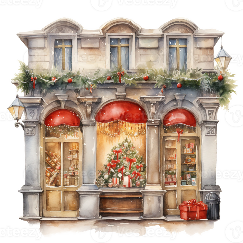 AI generated Storefront For Christmas Event. Watercolor Style. AI Generated png