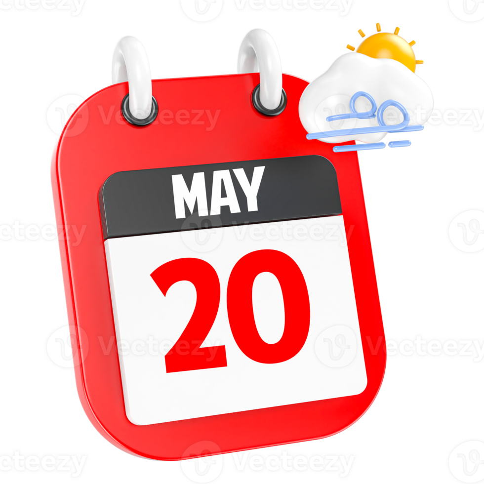 may 20 calendar icon on transparent background png