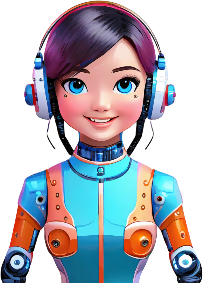 AI generated girl with headphones. png