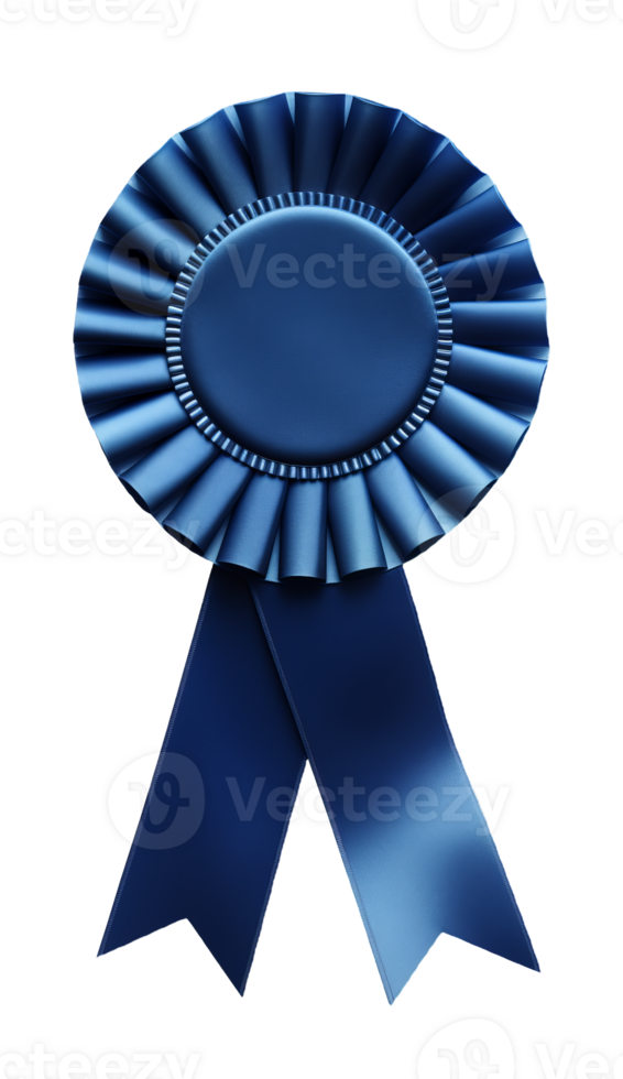 Blue fabric award ribbon isolated on transparent background png