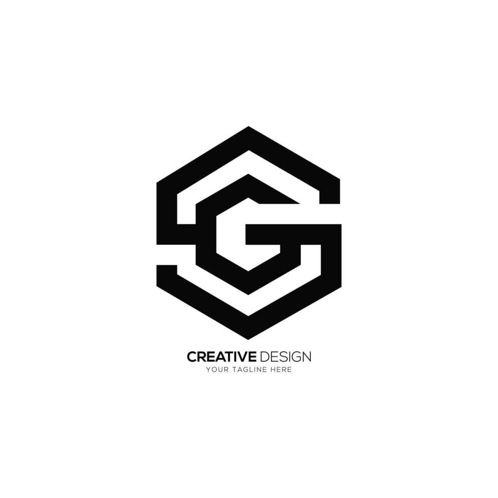 Letter Sg oe Gs hexagonal shape creative modern monogram logo vector