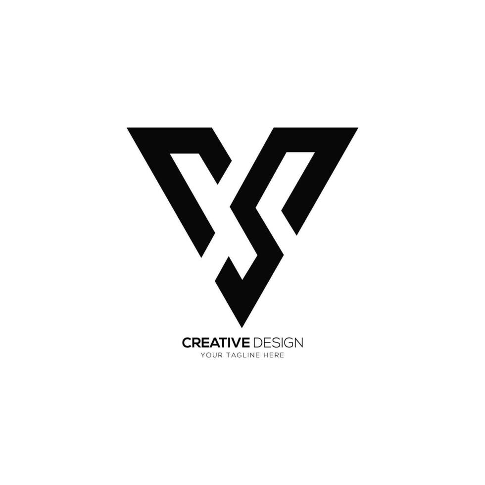 Letter Cs triangle shape creative abstract monogram logo design concept vector