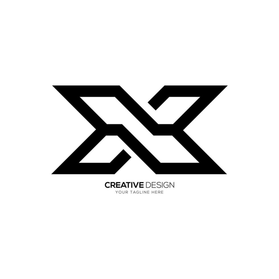 Line art letter X with unique modern shapes alphabet monogram logo vector