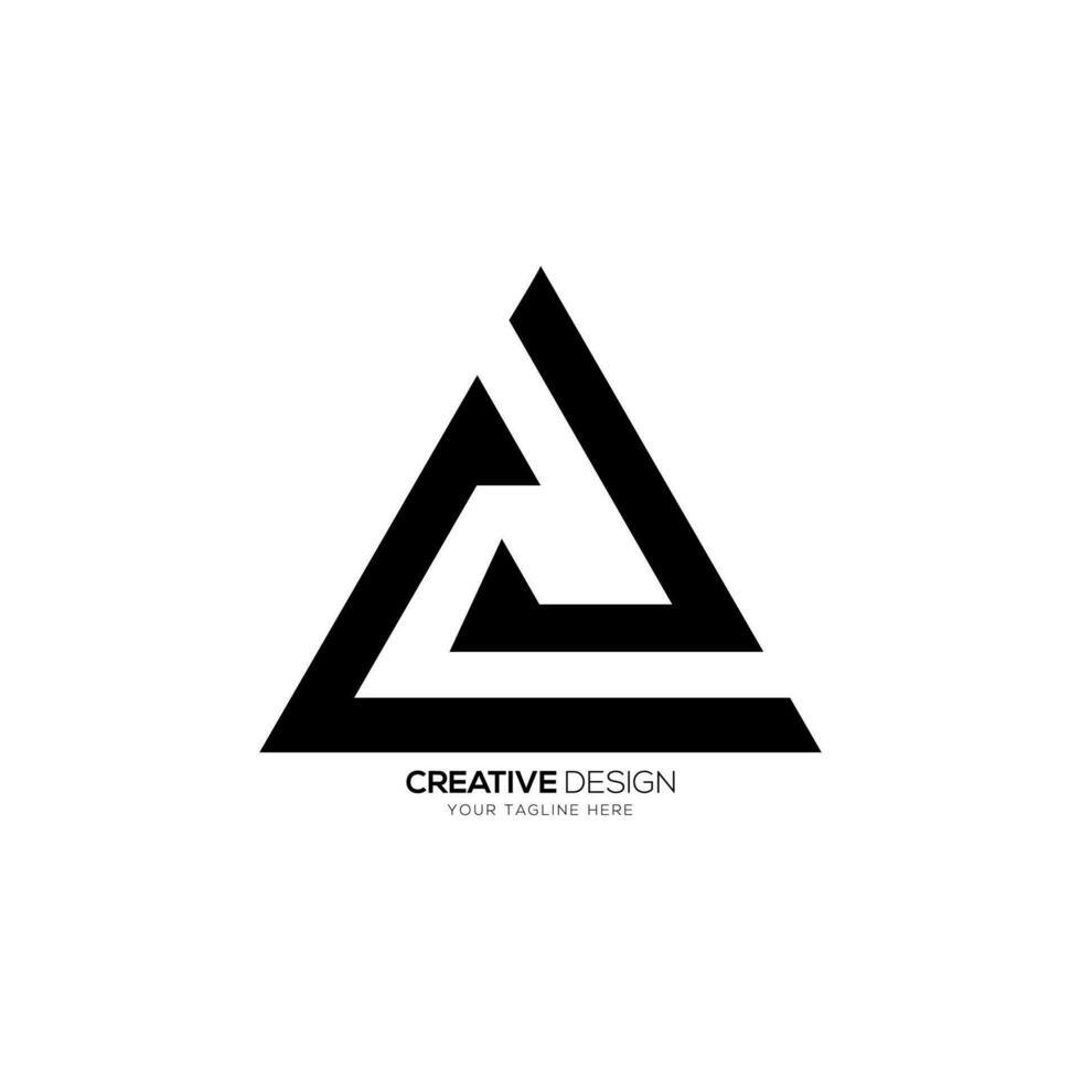 Letter a c j with creative triangle shape modern stylish typography logo design vector