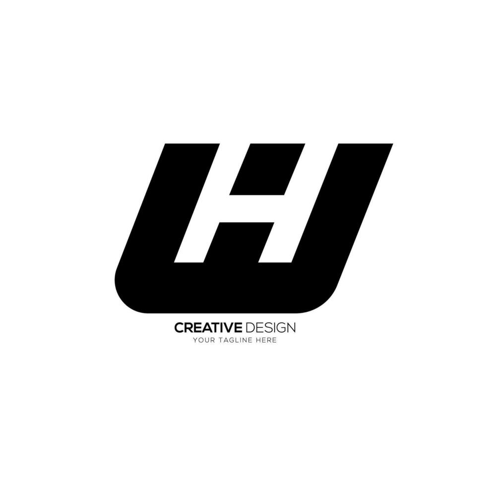 Letter WH modern unique shape with negative space monogram logo concept vector