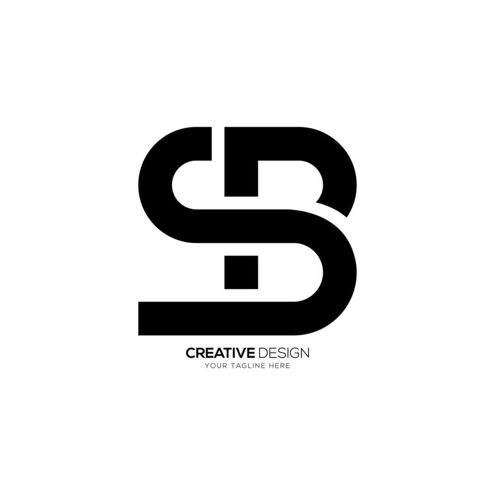 Letter s p b unique line art shape elegant modern monogram logo design vector