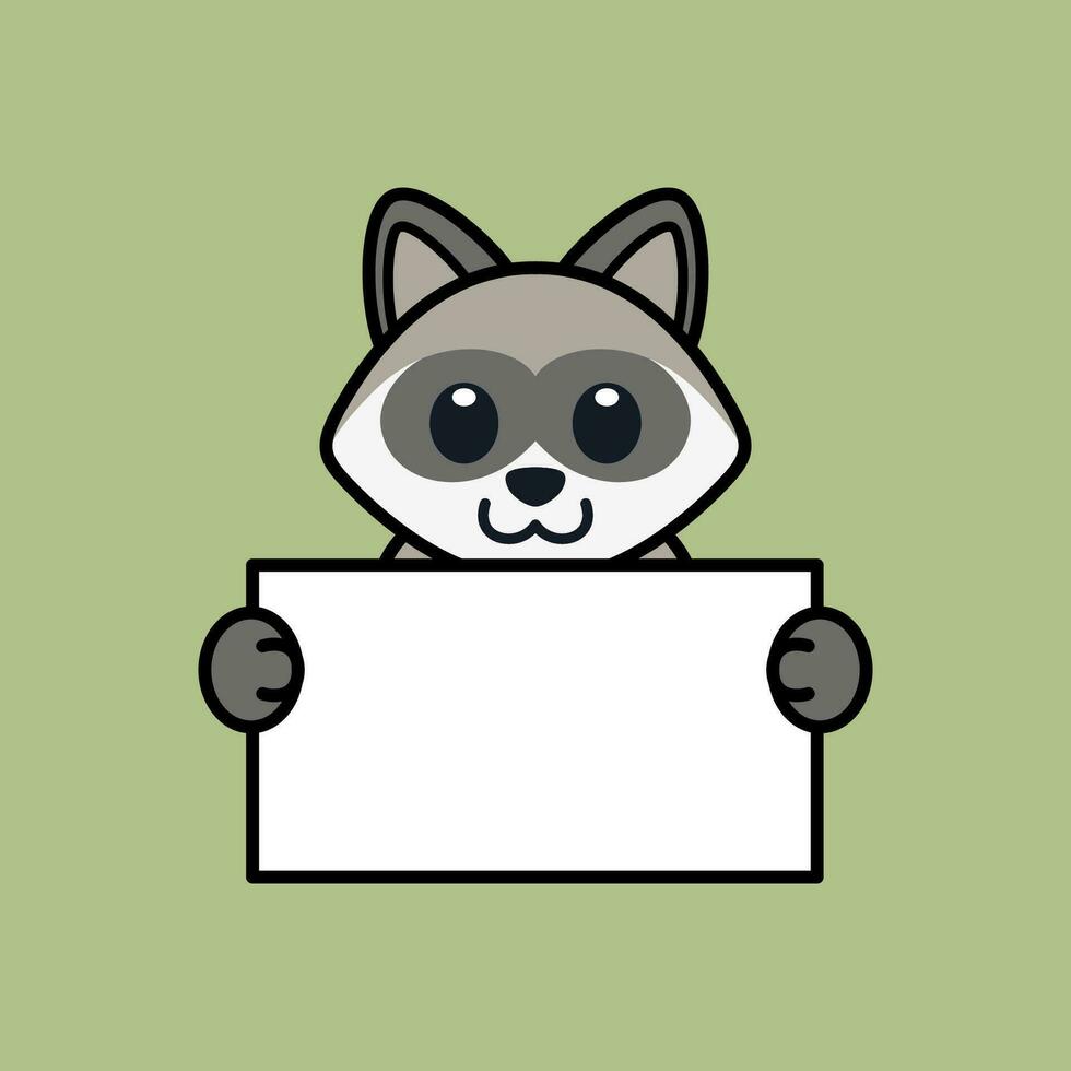 Cute Raccoon Holding a Blank Sign vector