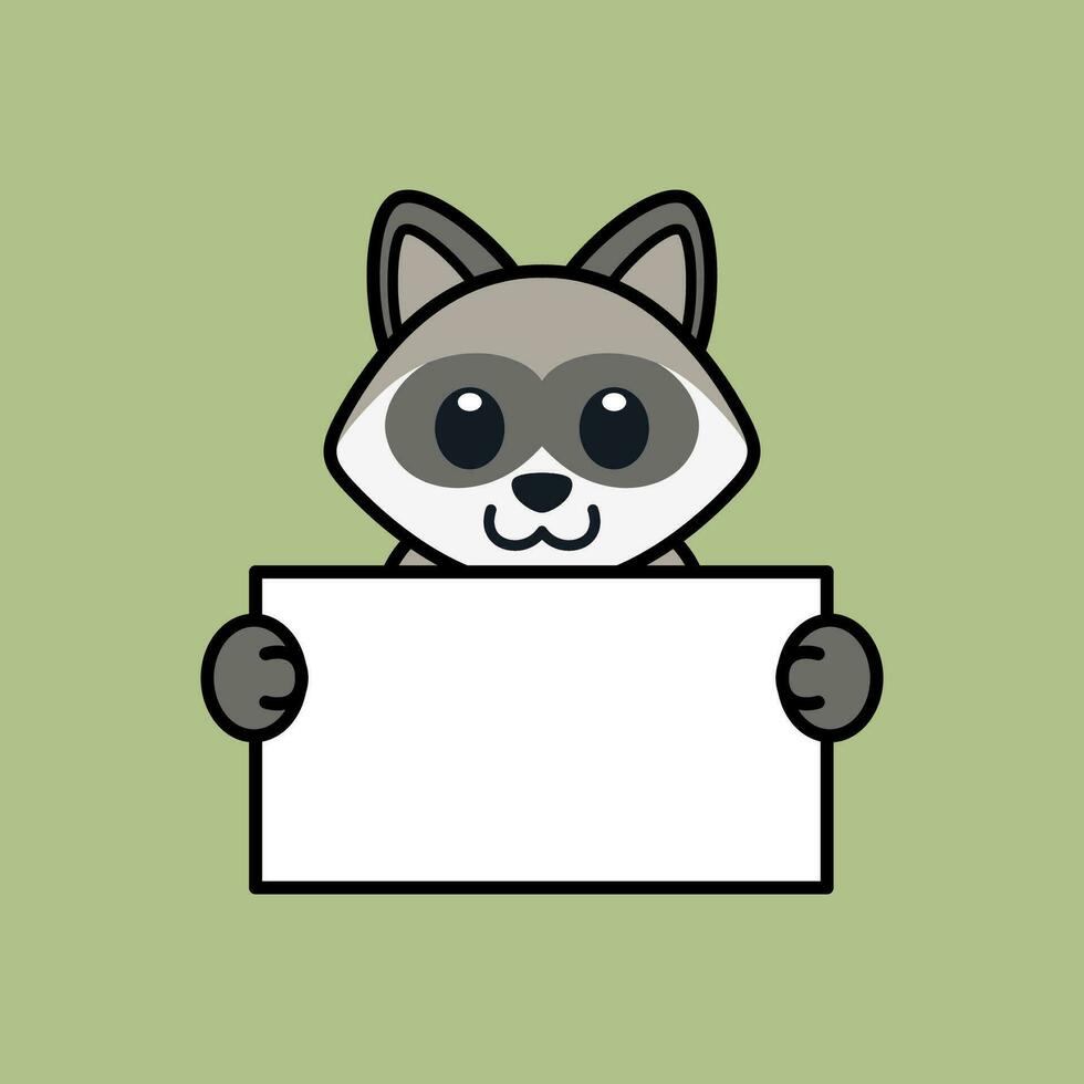 Cute Raccoon Holding a Blank Sign vector