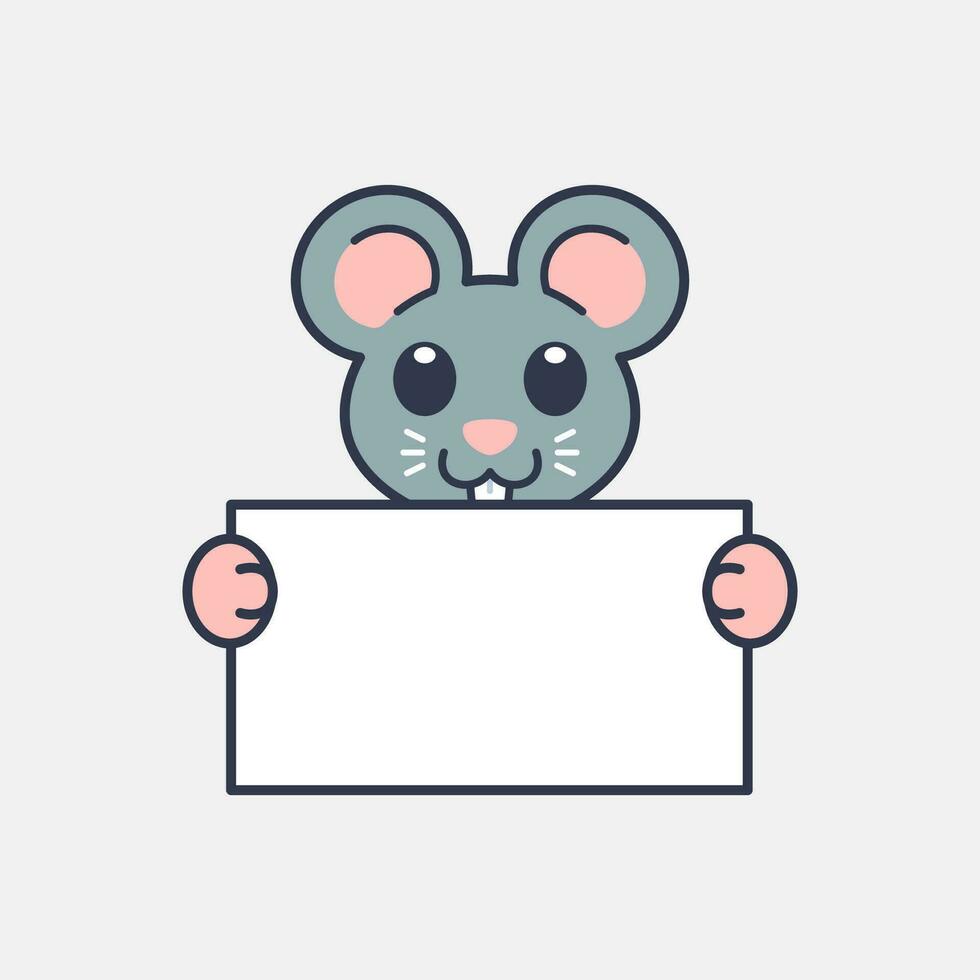 Cute Mouse Holding a Blank Sign vector