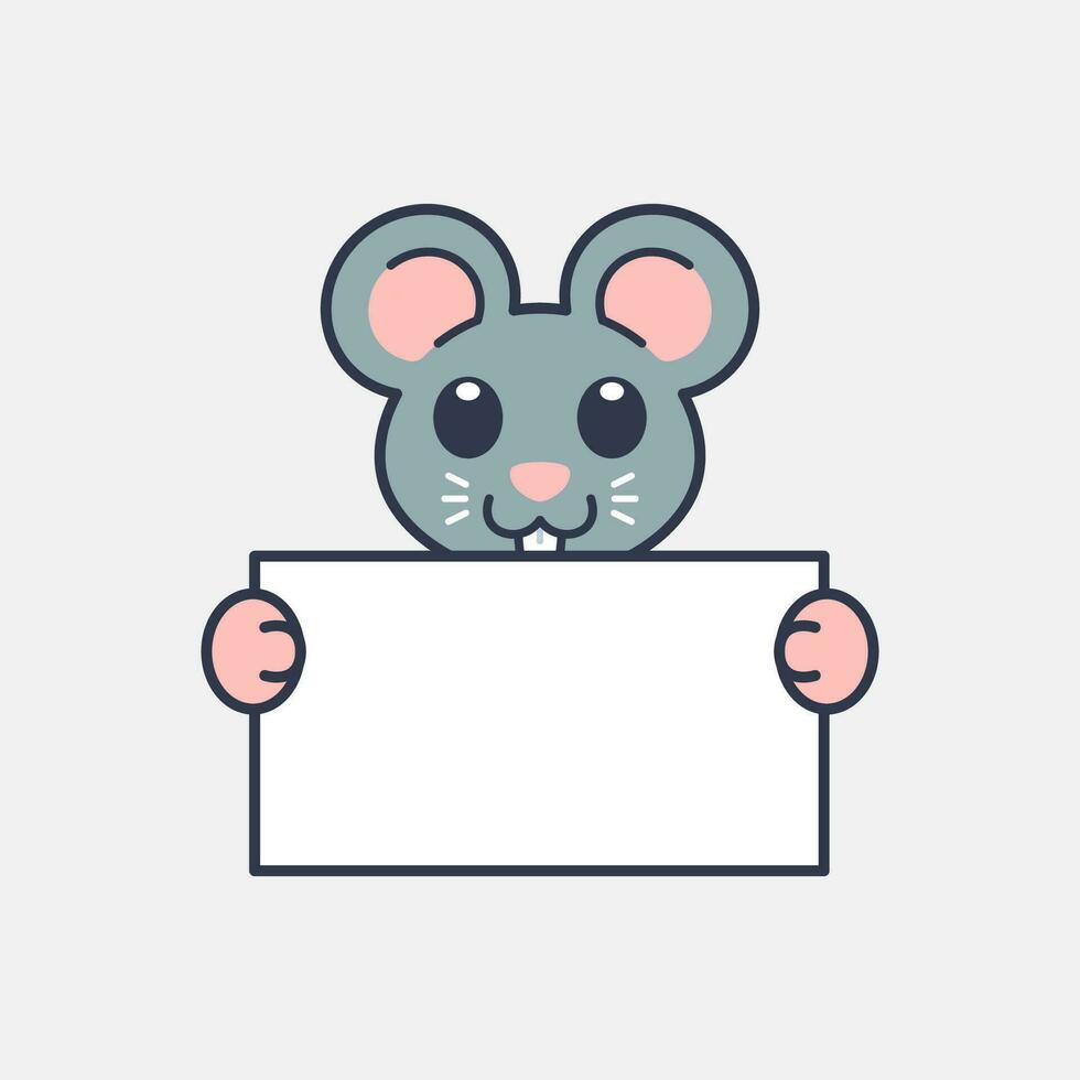 Cute Mouse Holding a Blank Sign vector