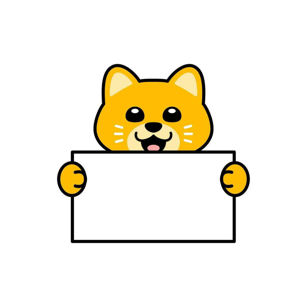 Cute Cat Holding a Blank Sign vector