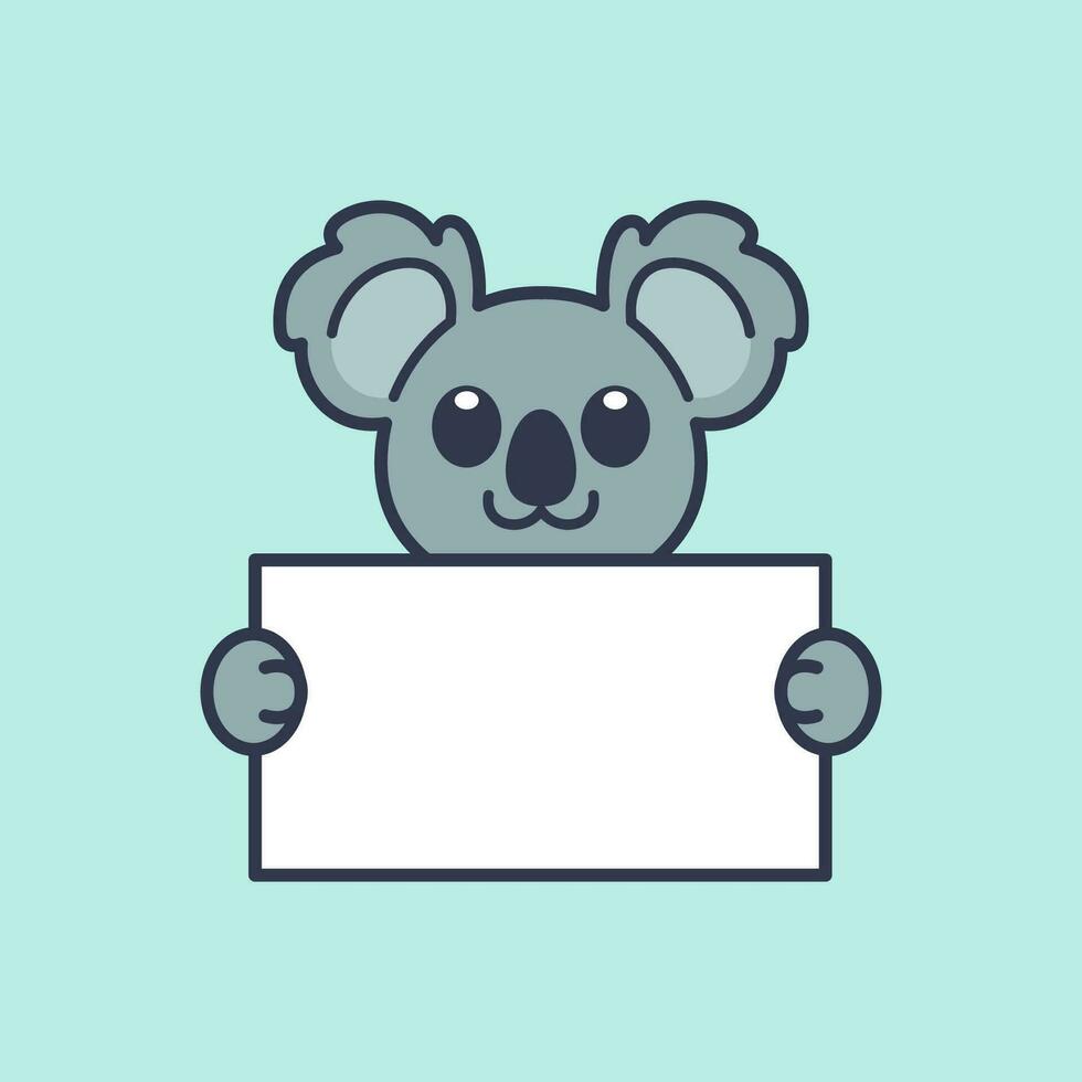 Cute Koala Holding a Blank Sign vector