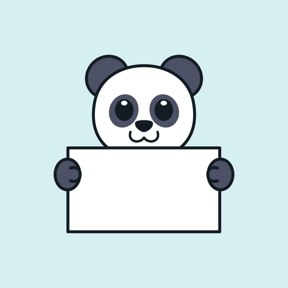 Cute Panda Holding a Blank Sign vector