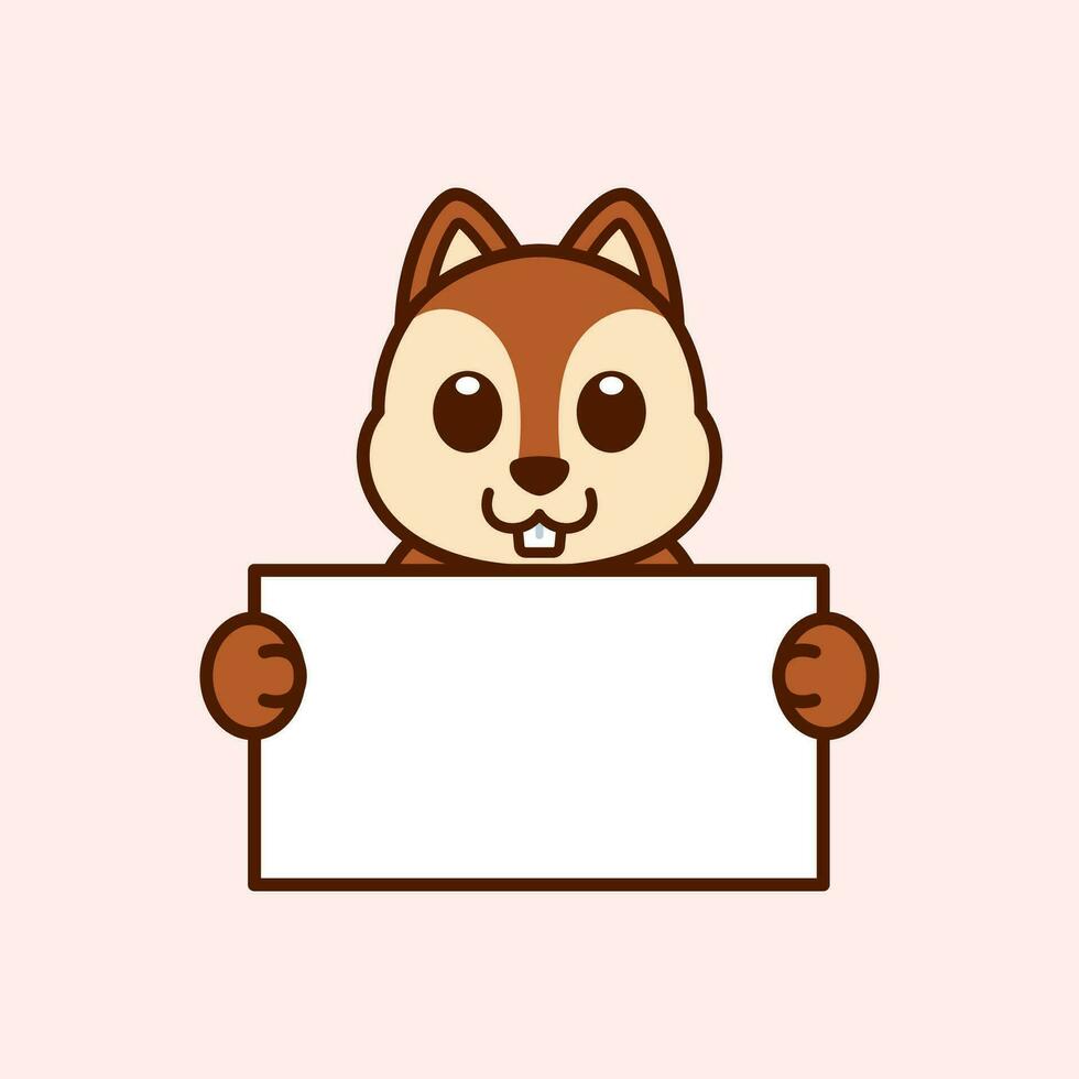 Cute Squirrel Holding a Blank Sign vector