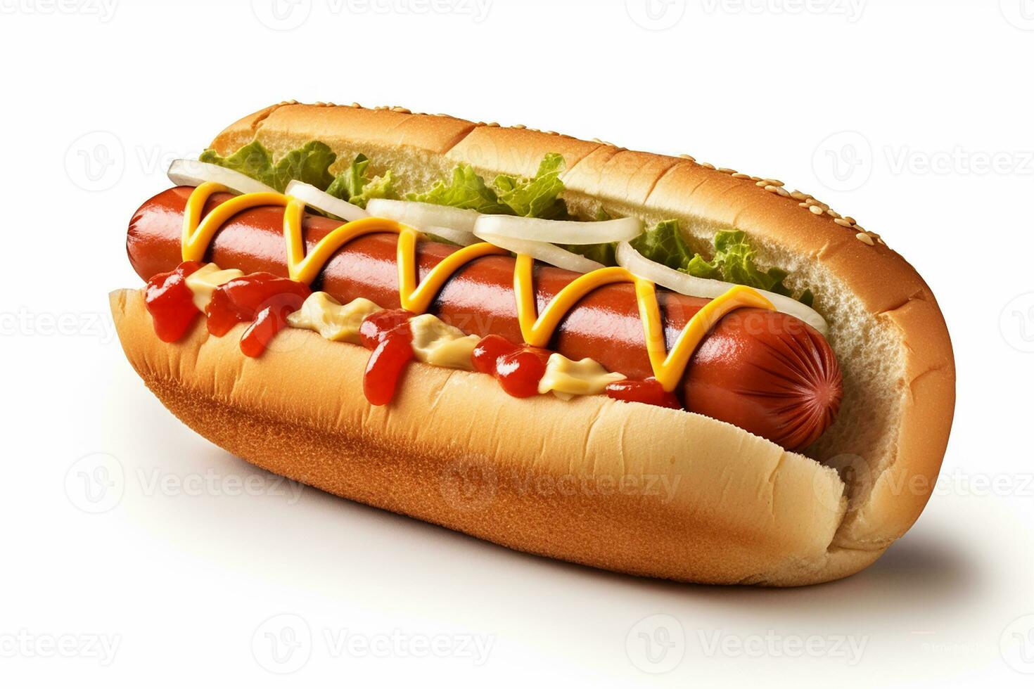 A Hot Dog isolated on a white background, AI Generated photo