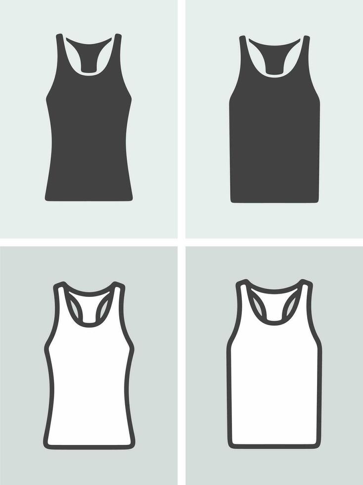 Men's and women's tank top with race back. Clothes icon on a background. Vector illustration.