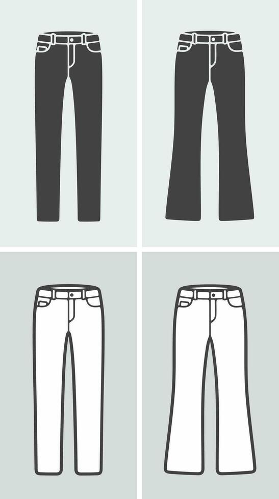 De las mujeres y de los hombres deporte pantalones. ropa icono en un antecedentes. vector ilustración.