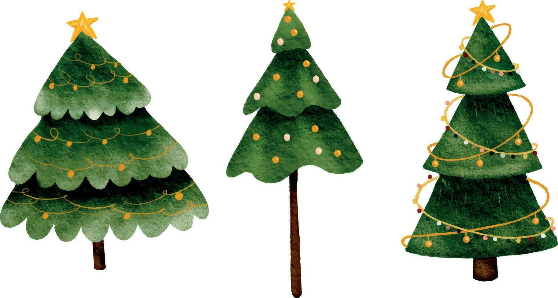 Navidad árbol recopilación. lápiz dibujo estilo, para niños ilustración. un conjunto de dibujado a mano texturizado pino árboles, un decorativo Navidad árbol. dibujos animados Navidad árbol es adecuado para carteles vector