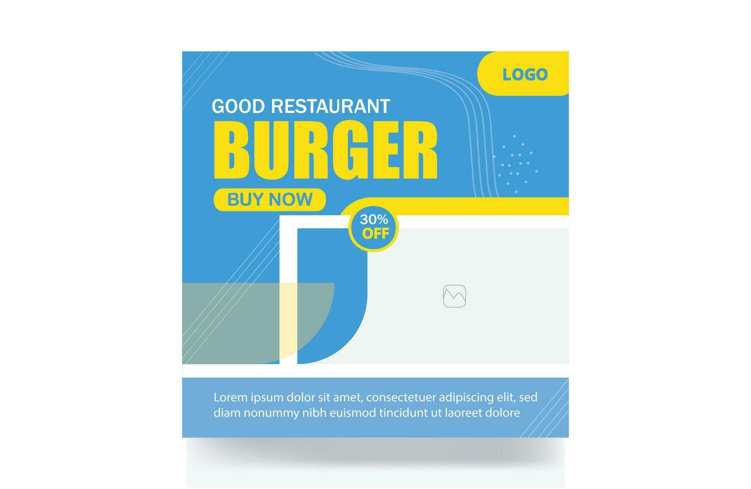 Restaurant discount food menu burger pizza social media post banner template vector