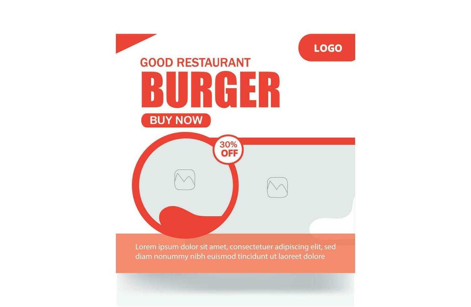 Restaurant discount food menu burger pizza social media post banner template vector