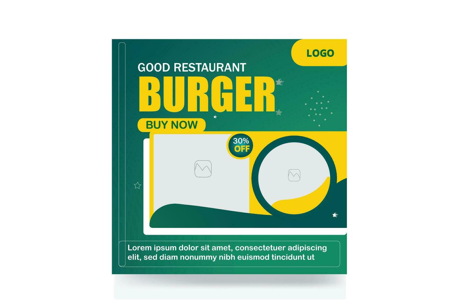 Discount food menu banner restaurant burger pizza social media post template vector