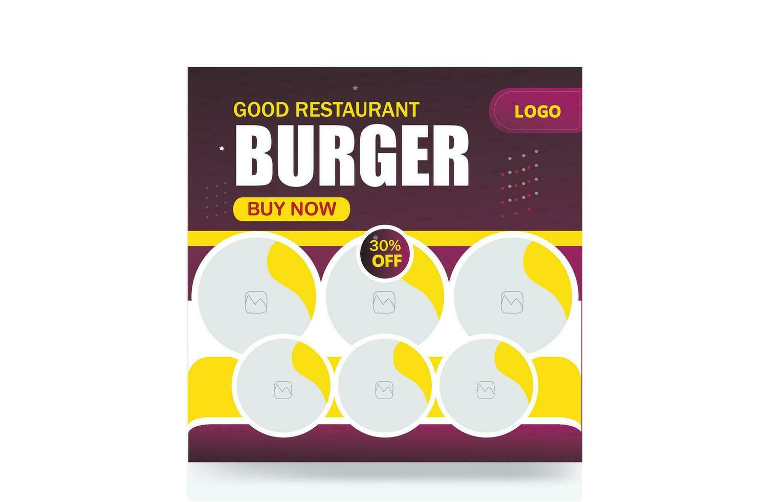 Discount food menu banner restaurant burger pizza social media post template vector