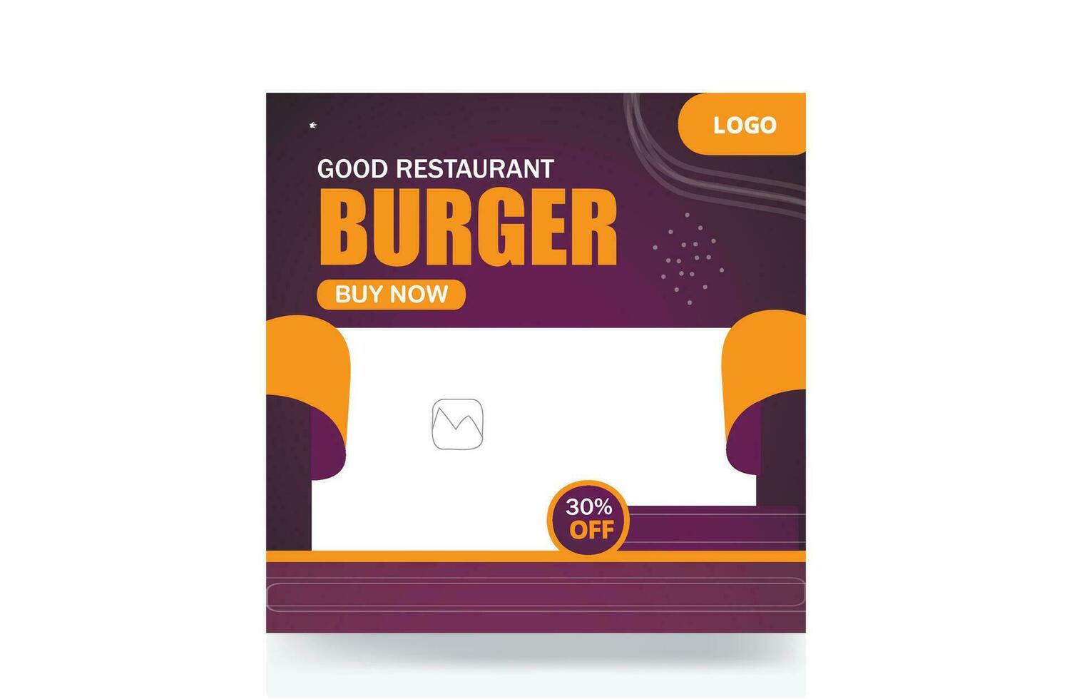 Discount food menu banner restaurant burger pizza social media post template vector