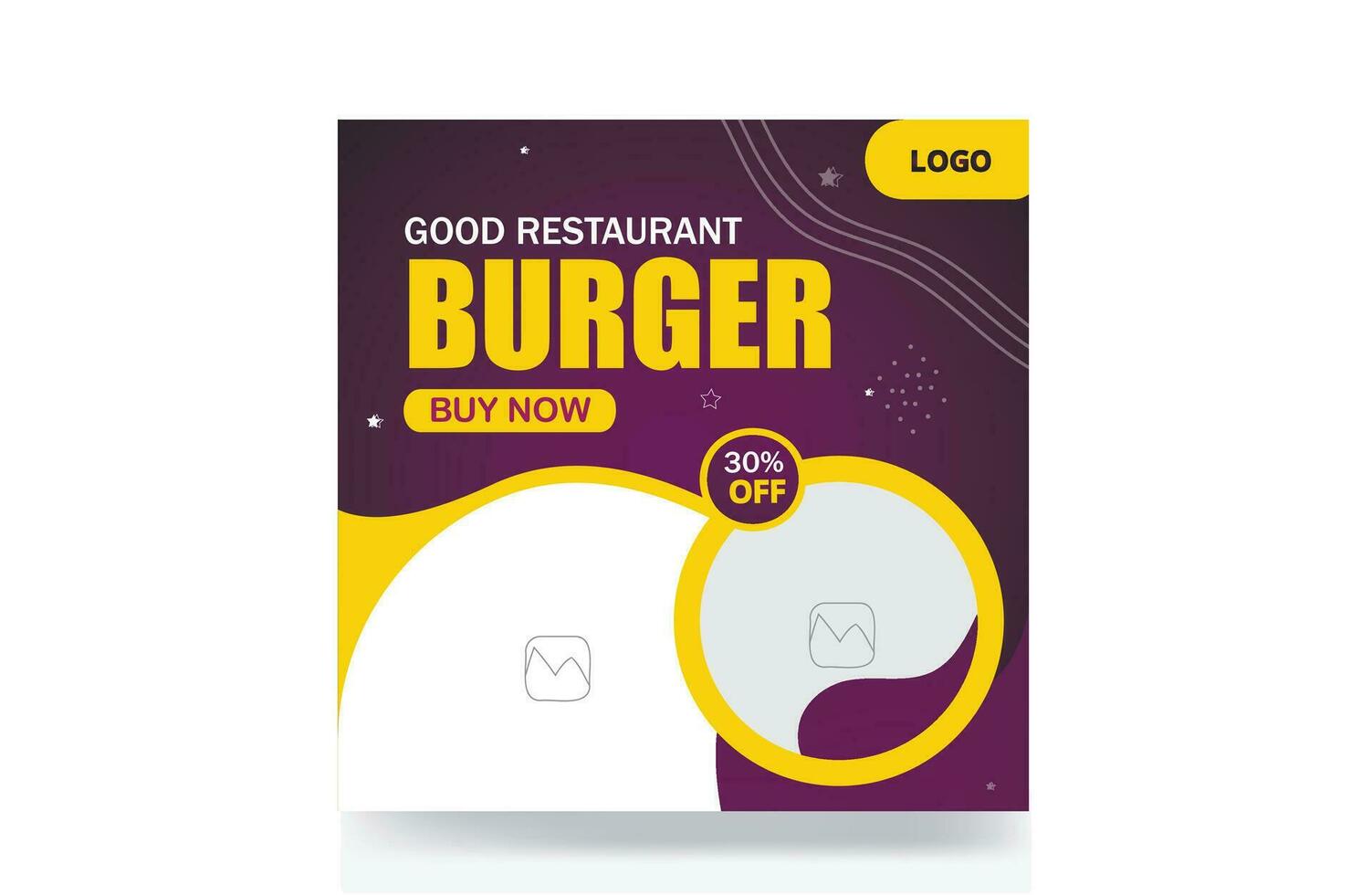 Burger fast food social media post restaurant banner template vector