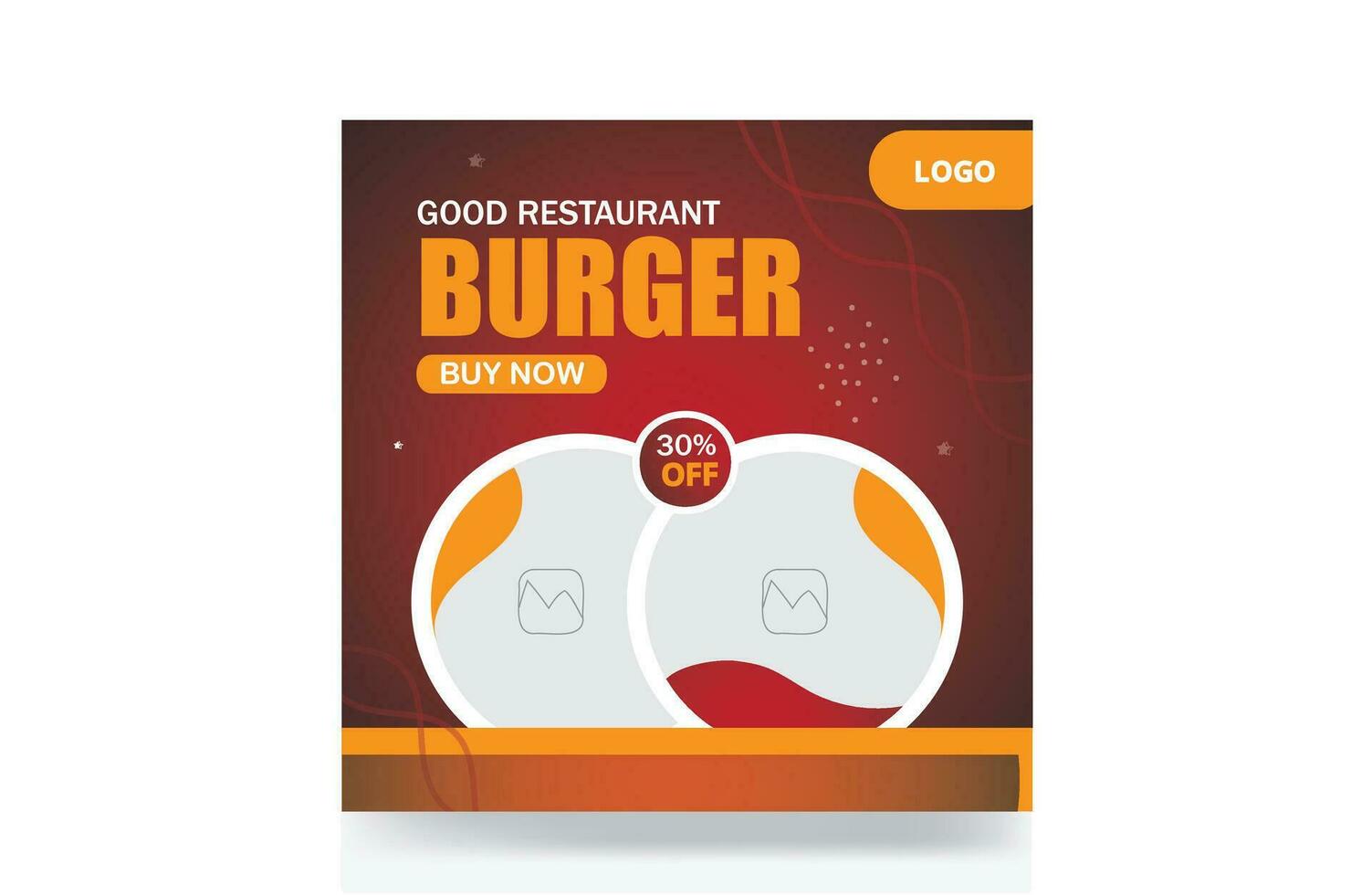 Discount food menu banner restaurant burger pizza social media post template vector