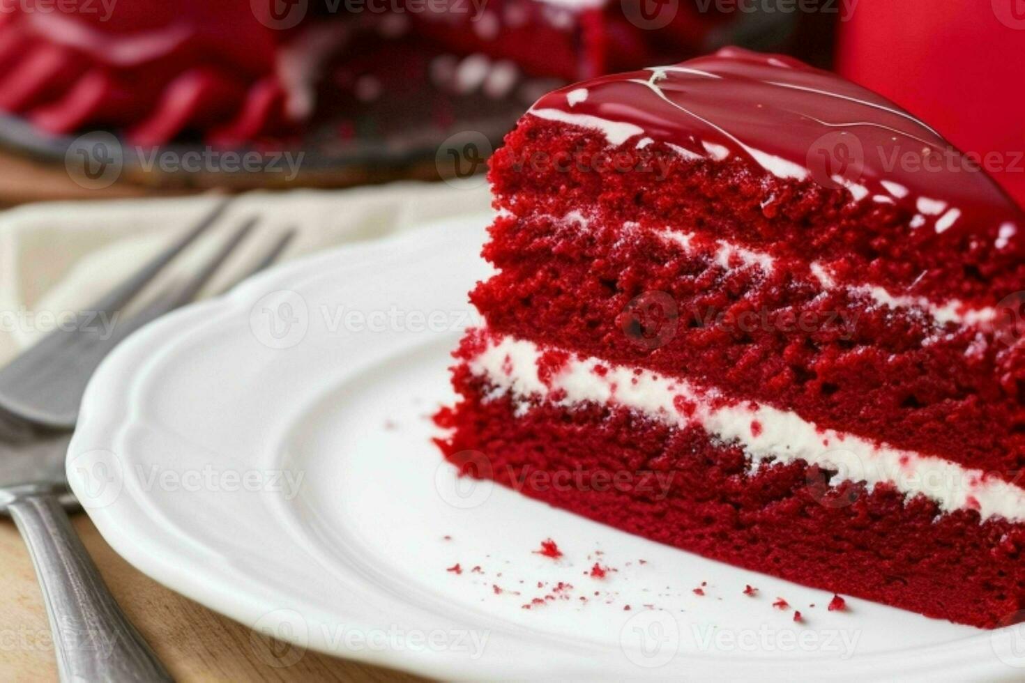 AI generated Red velvet cake. AI Generative Pro Photo