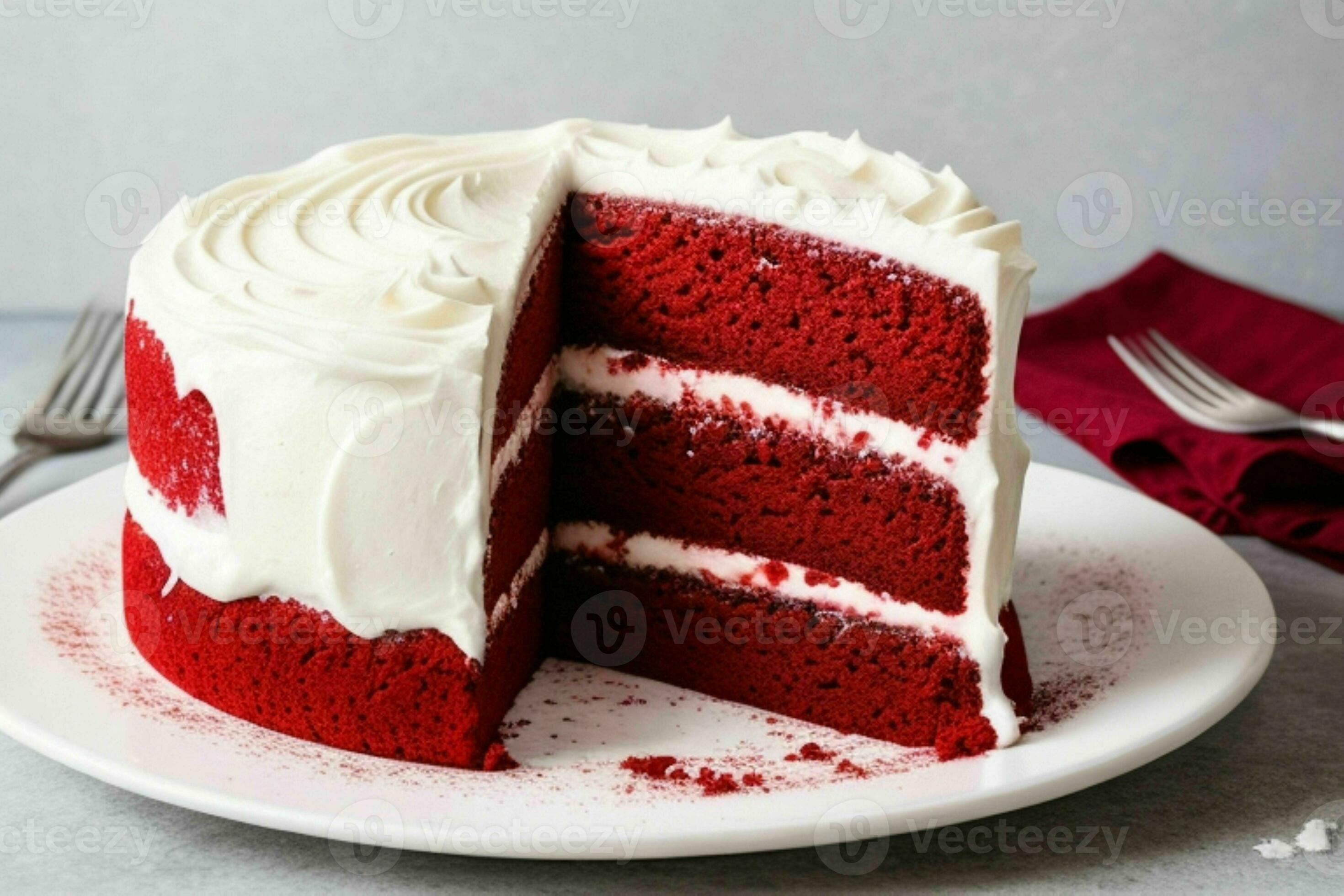 AI generated Red velvet cake. AI Generative Pro Photo 34714674 Stock