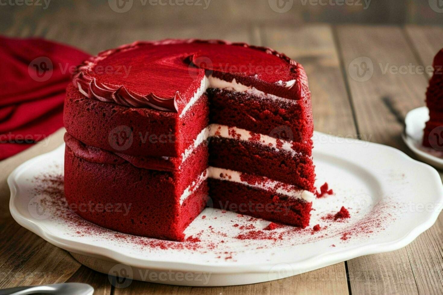 AI generated Red velvet cake. AI Generative Pro Photo