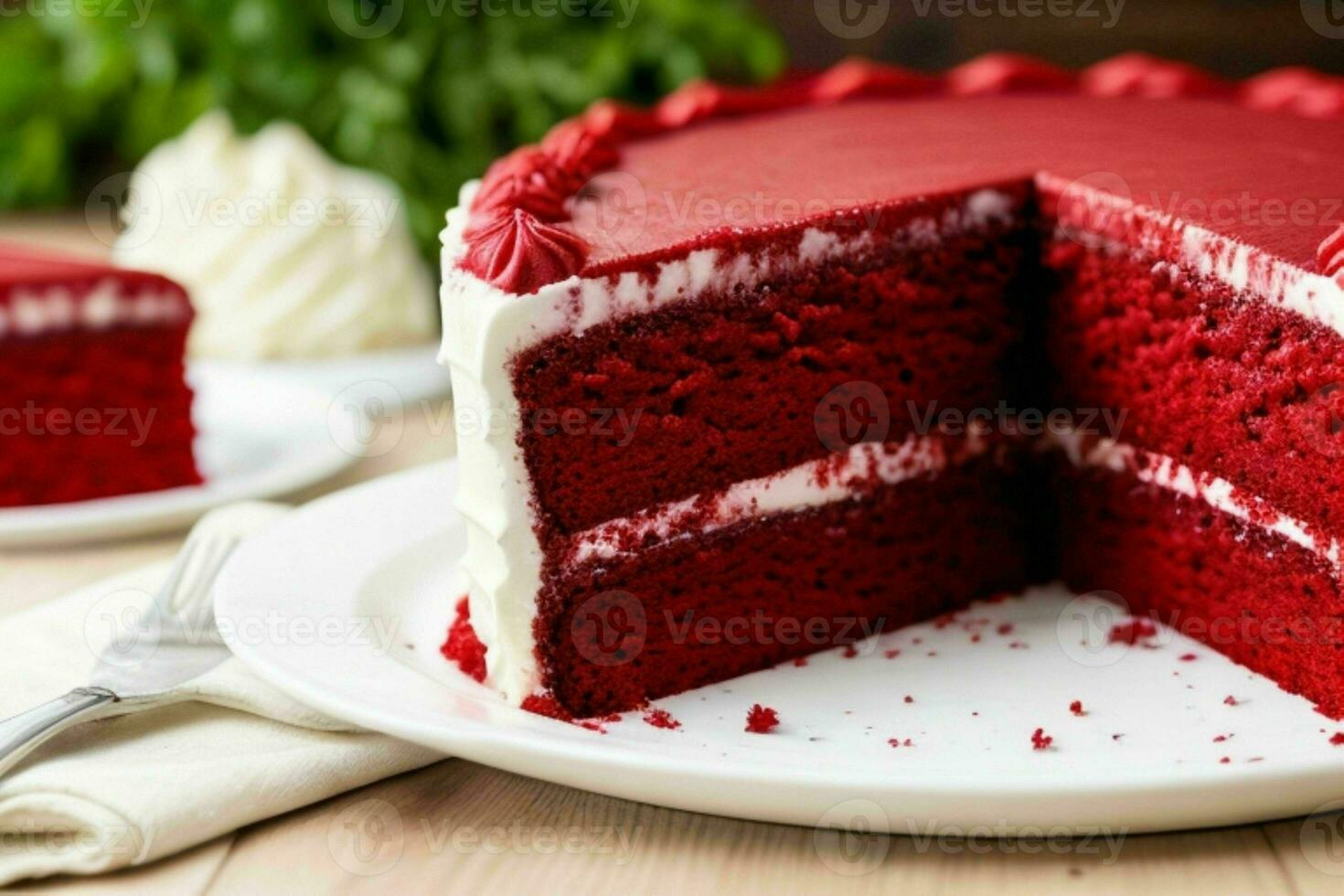 AI generated Red velvet cake. AI Generative Pro Photo