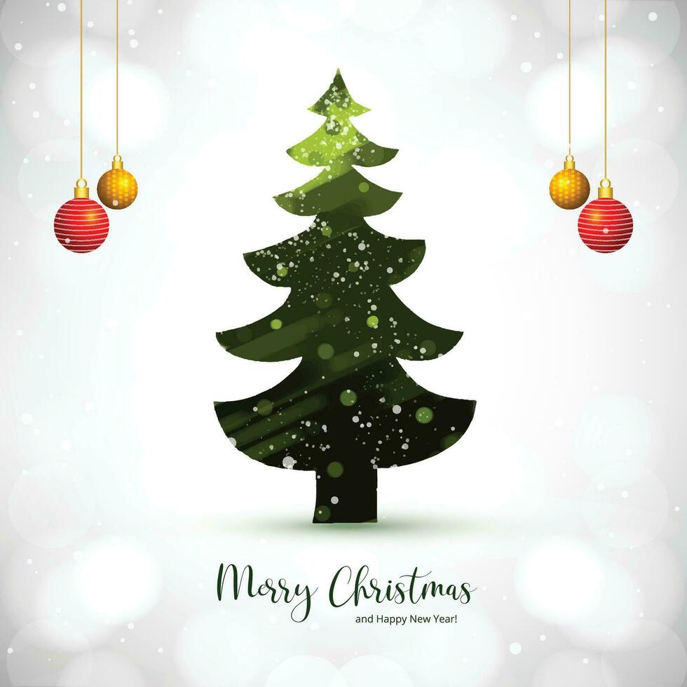 Beautiful artistic decorative christmas tree holiday card design vector